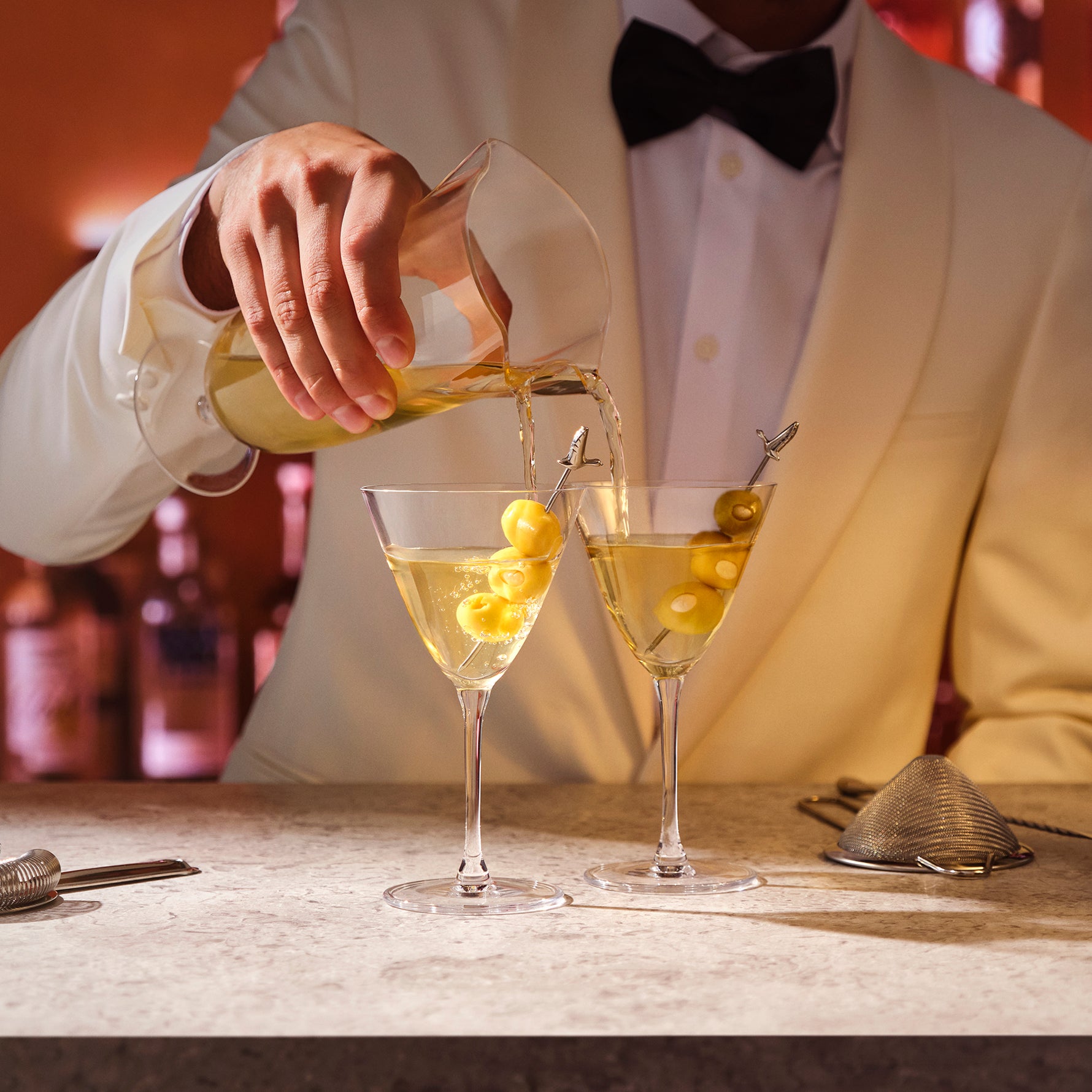 Bar/Giani Double Pour Mixing Glass with martini glass — NUDE