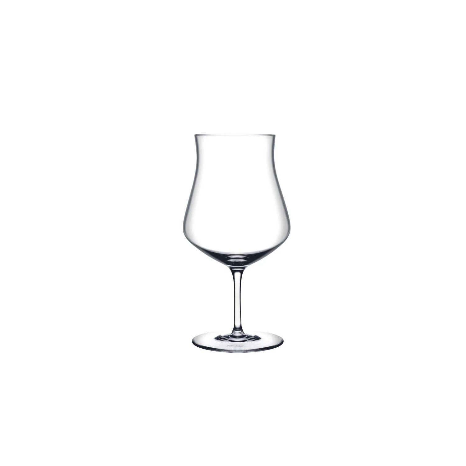 Clear glass wine glass on a white background