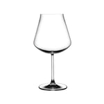 Empty NUDE Salute Burgundy wine glass, large-bowl crystal stemware with a slender stem