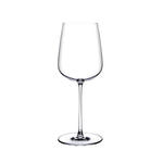 A clear stemmed NUDE Sera all purpose wine glass with a wide, gently flared bowl and a thin circular base, photographed on a plain white background.