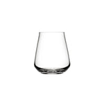 Empty NUDE Salute stemless tumbler with a tapered crystal shape and sturdy base