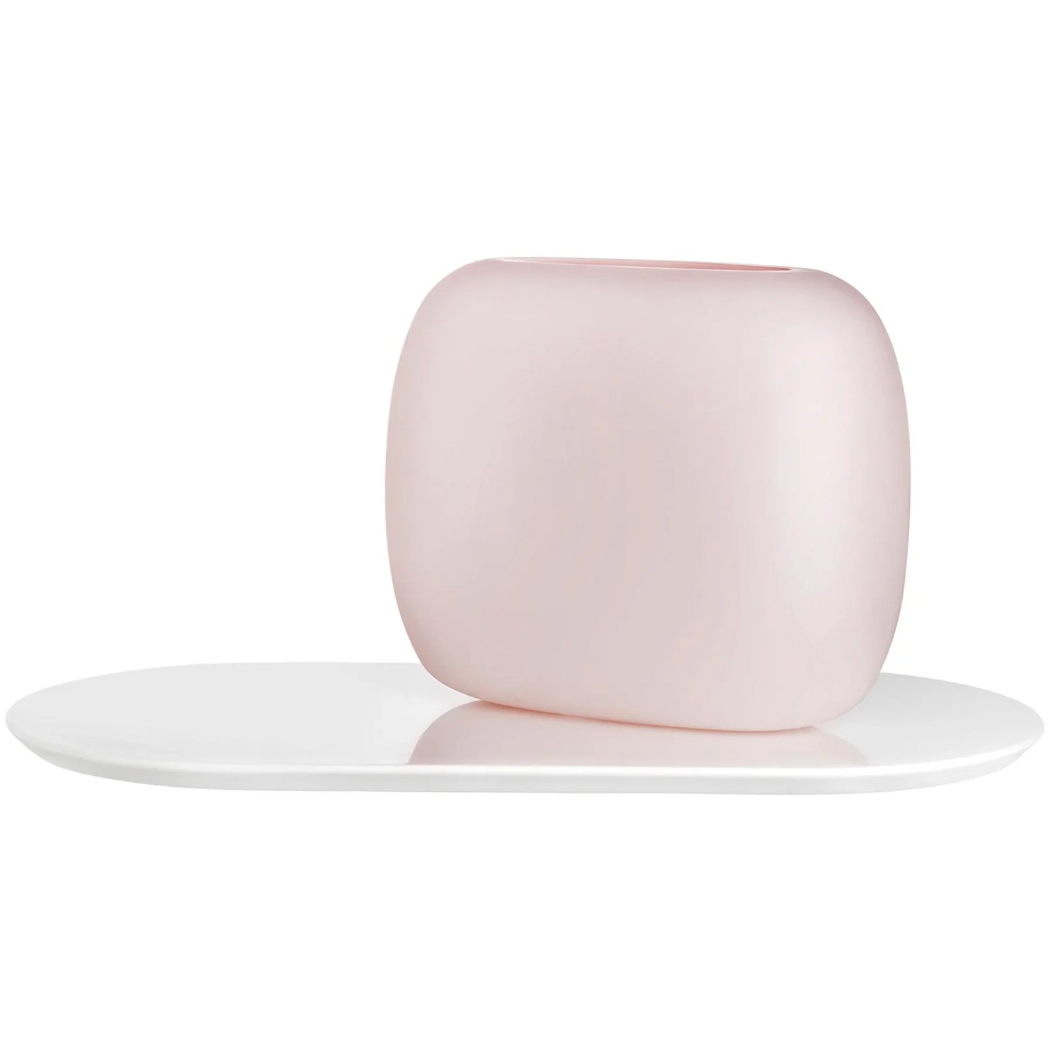 Sweets Vase Opal Pink with White Glossy Base Large