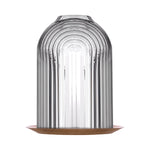 Lead-free crystal candle holder Ilo, a dome shaped candle holder with rippled glass effect, without candle presented on white background