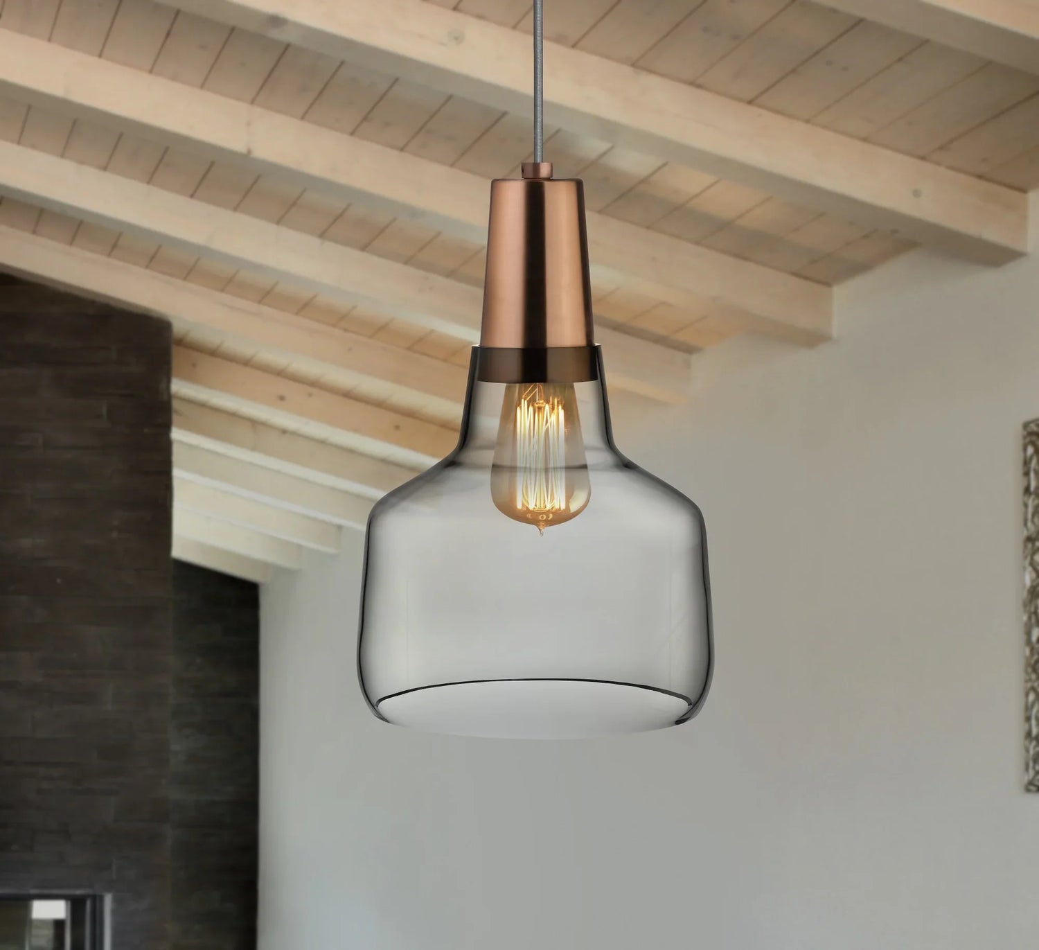 Mono Lamp Smoke with Copper Socket Small