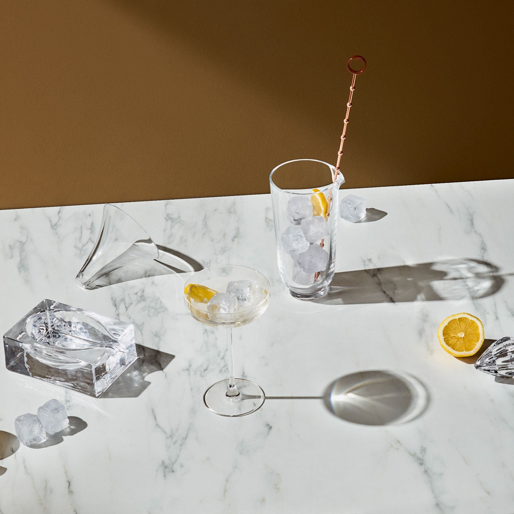 Nude Glass Hepburn Alchemy Cocktail Glass with Metal Lid & Straw - 9.25 oz
