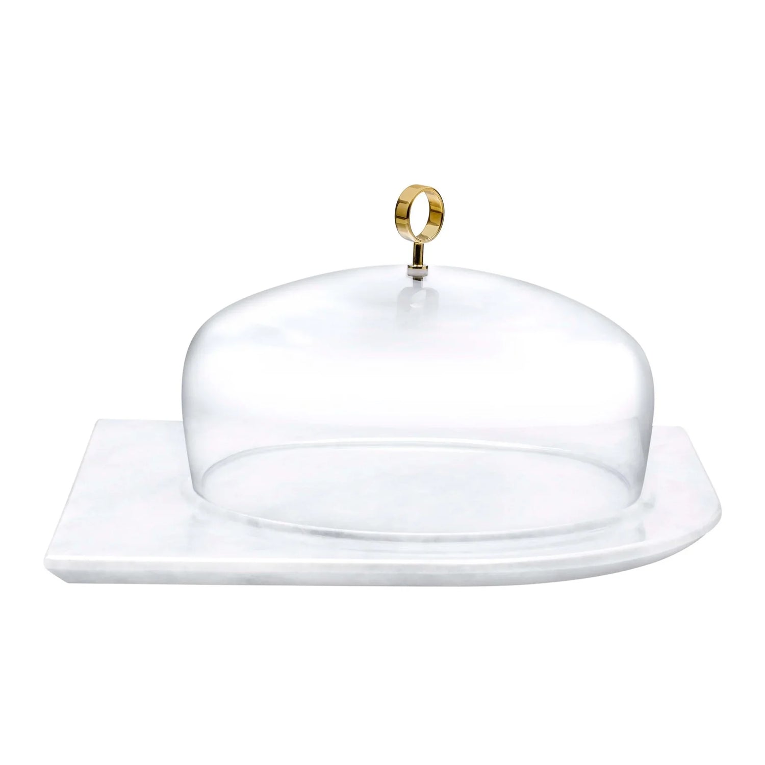 Cupola Cake Dome Large with Brass Handle and Marble Base