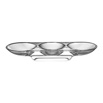 Nude Glass Silhouette Compartment Tray 3 sections curved in clear lead-free glass