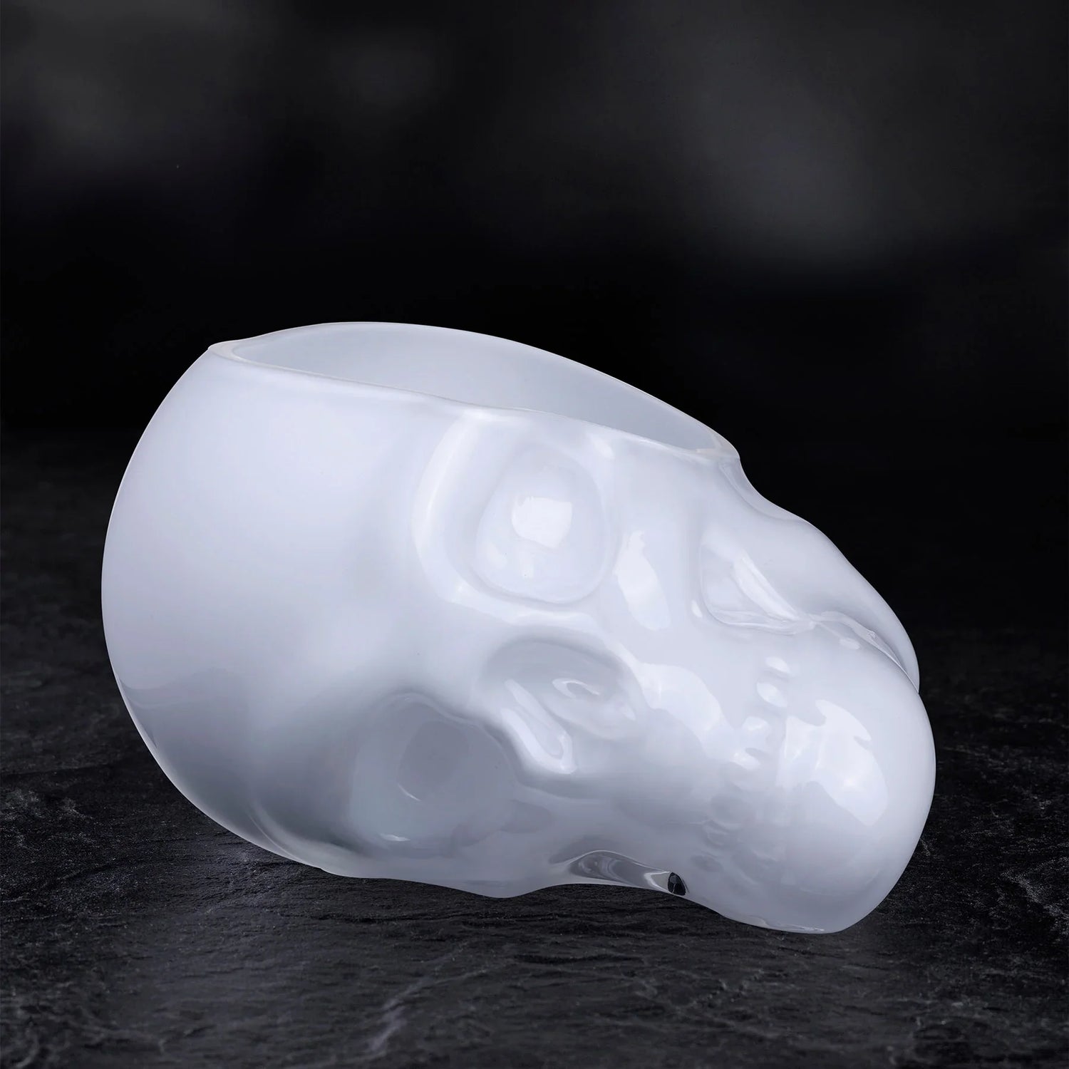 Memento Mori Faceted Skull Bowl Opal White Large