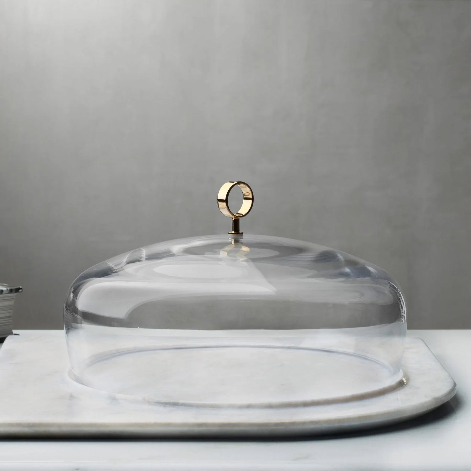 Cupola Cake Dome Large with Brass Handle and Marble Base