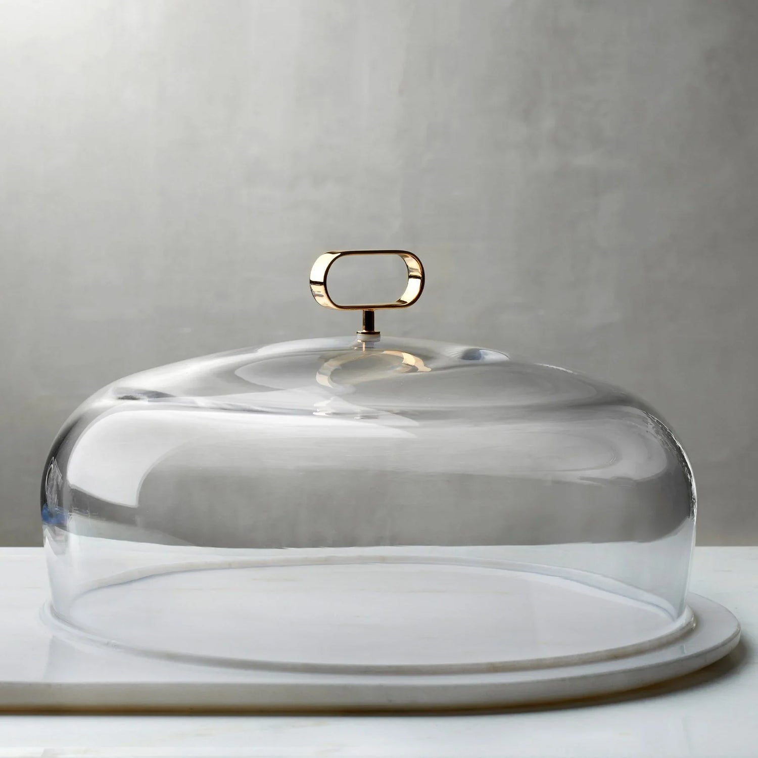 Cupola Cake Dome Medium with Brass Handle and Marble Base